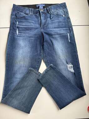 Democracy Jeans Womens 10 Ab Solution Straight Leg Stretch Denim Distressed